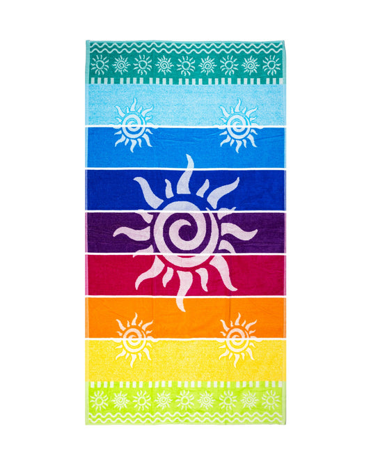 Stromboli Strandtuch XXL Regenbogen 165x90 cm – italienisches Streifendesign, 100% Baumwolle, OEKO-TEX