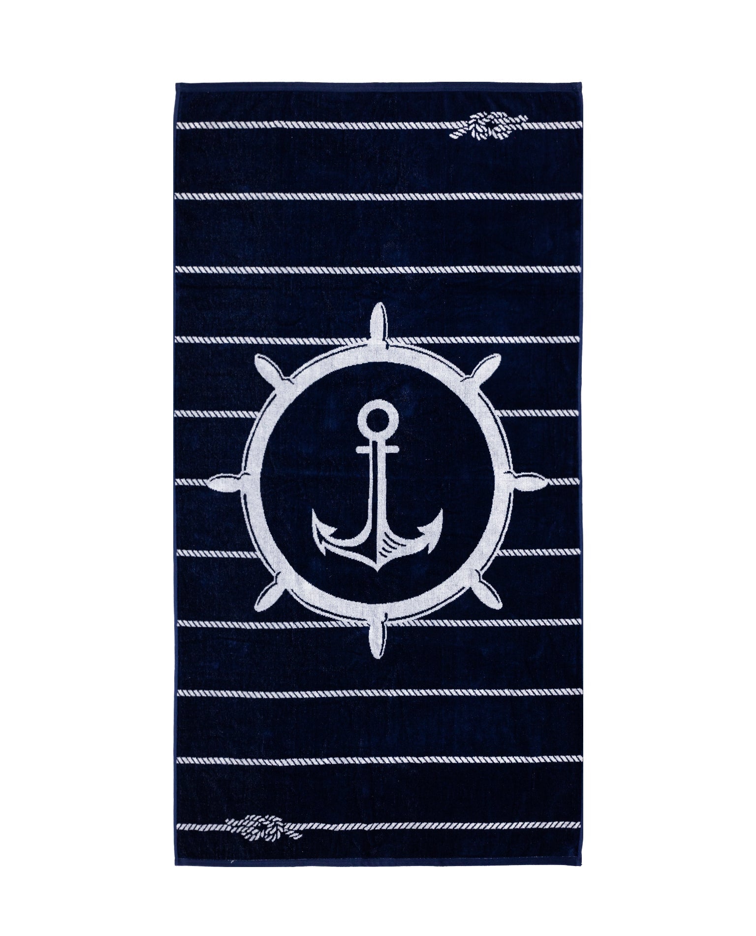 Bahia Strandtuch XXL Marine Navy 165x90 cm – italienisches Anker-Streifendesign, 100% Baumwolle, OEKO-TEX