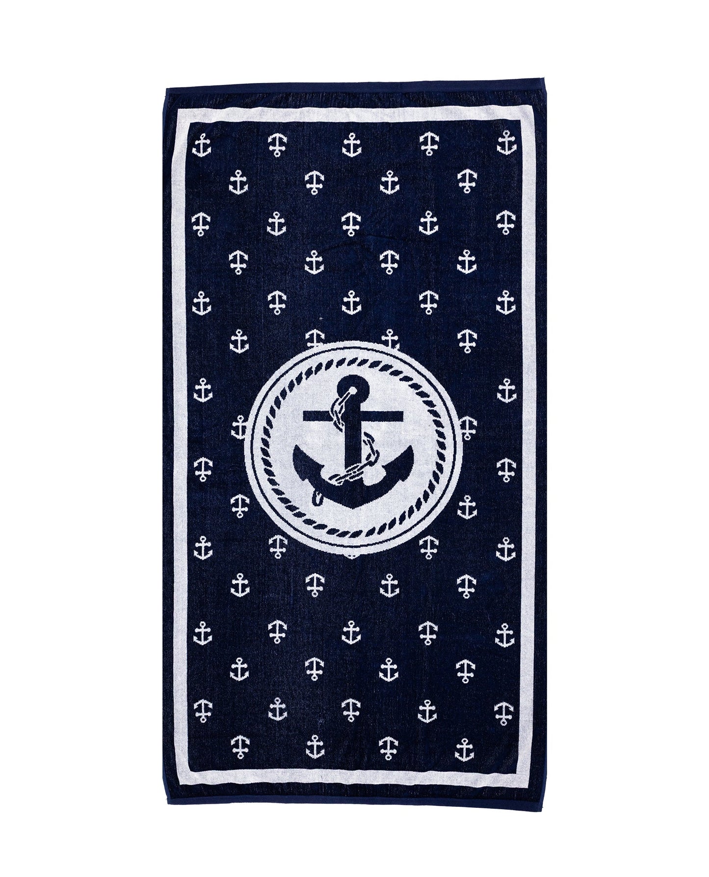 Bahia Strandtuch XXL Marine Blau 165x90 cm – italienisches Anker-Streifendesign, 100% Baumwolle, OEKO-TEX