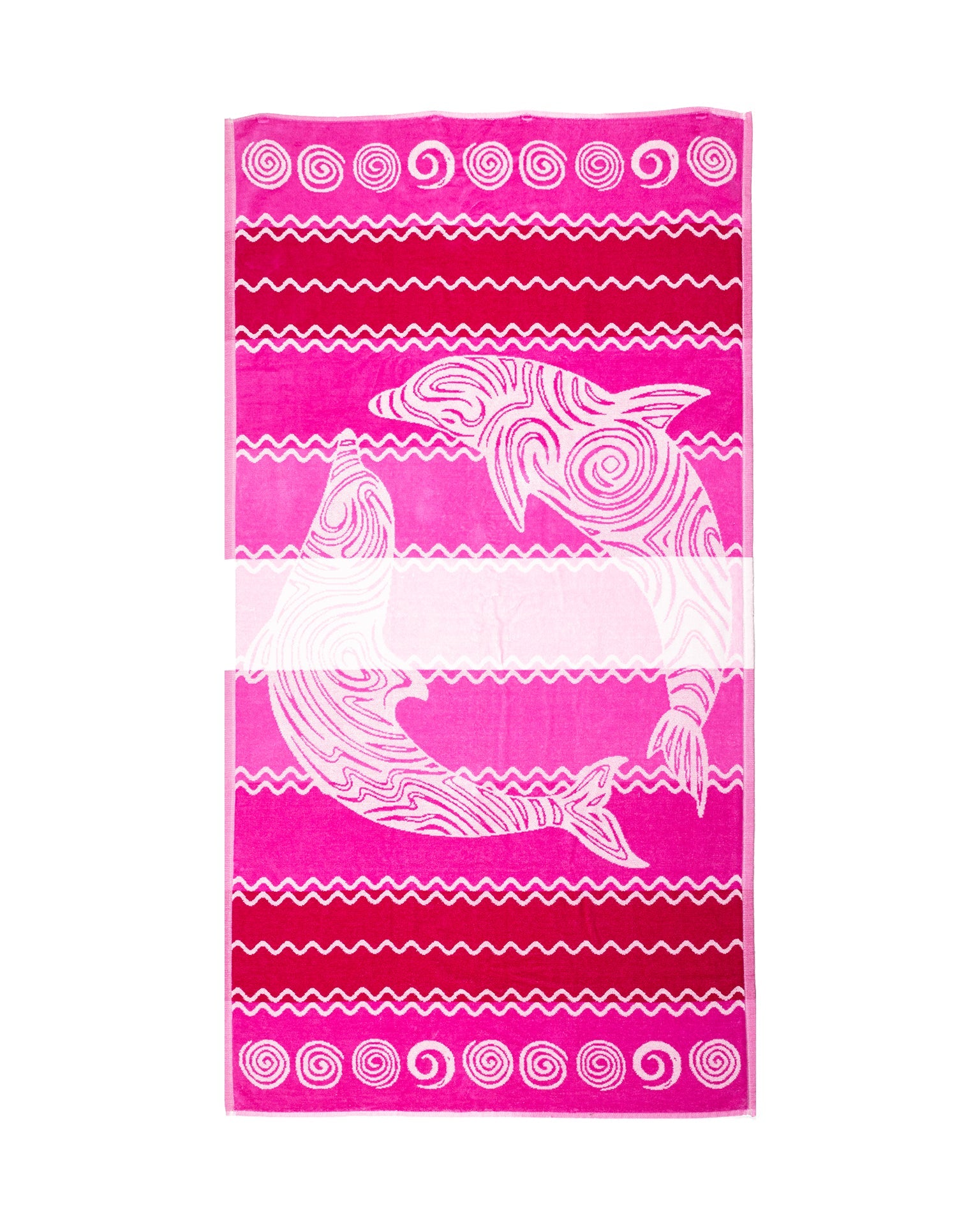 Pantelleria Strandtuch XXL Pink 165x90 cm – italienisches Delfinmotiv mit Streifen, 100% Baumwolle, OEKO-TEX