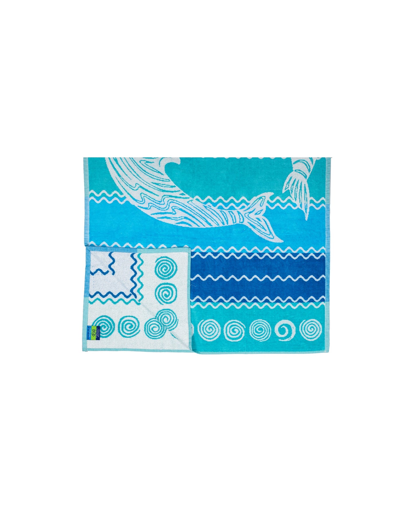 Pantelleria Türkis 165x90 cm – italienisches Delfinmotiv mit Streifen, 100% Baumwolle, OEKO-TEX