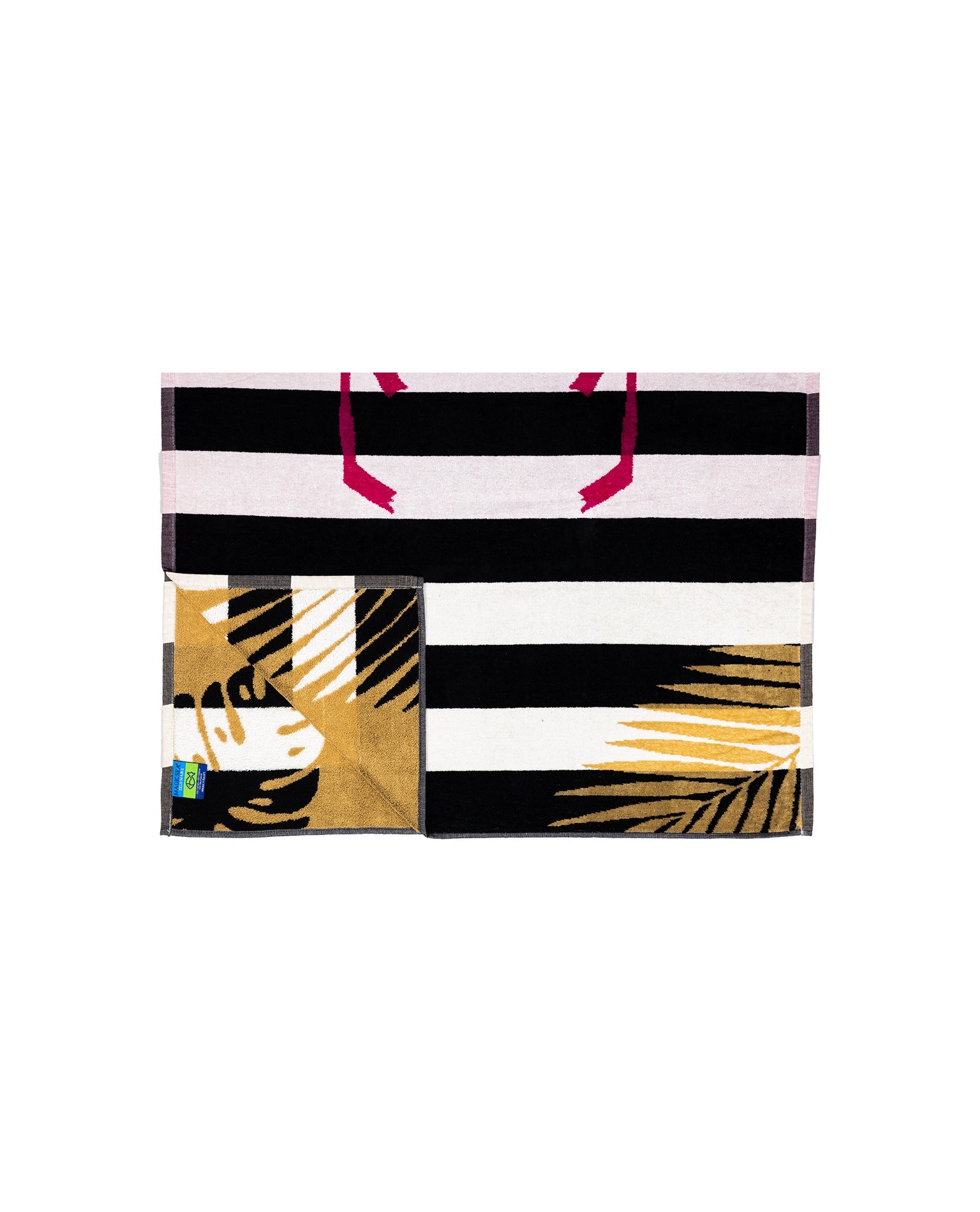 Flamingo Gold Schwarz 165x90 cm – italienisches Flamingo-Streifenmuster, 100% Baumwolle, OEKO-TEX