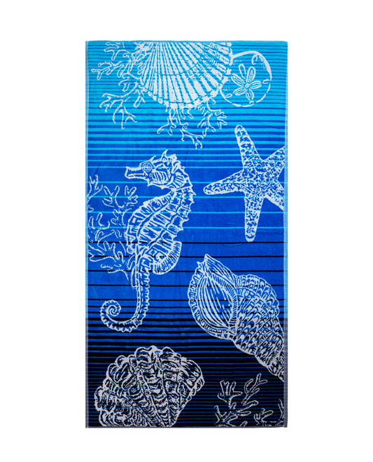 Ischia Strandtuch XXL Blau 165x90 cm – italienisches mediterranes Design, 100% Baumwolle, OEKO-TEX