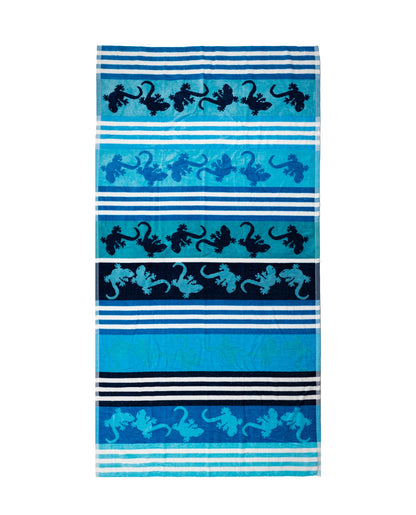 Crazy Gekko Strandtuch XXL Türkis 165x90 cm – italienisches Gekkomotiv, 100% Baumwolle, OEKO-TEX