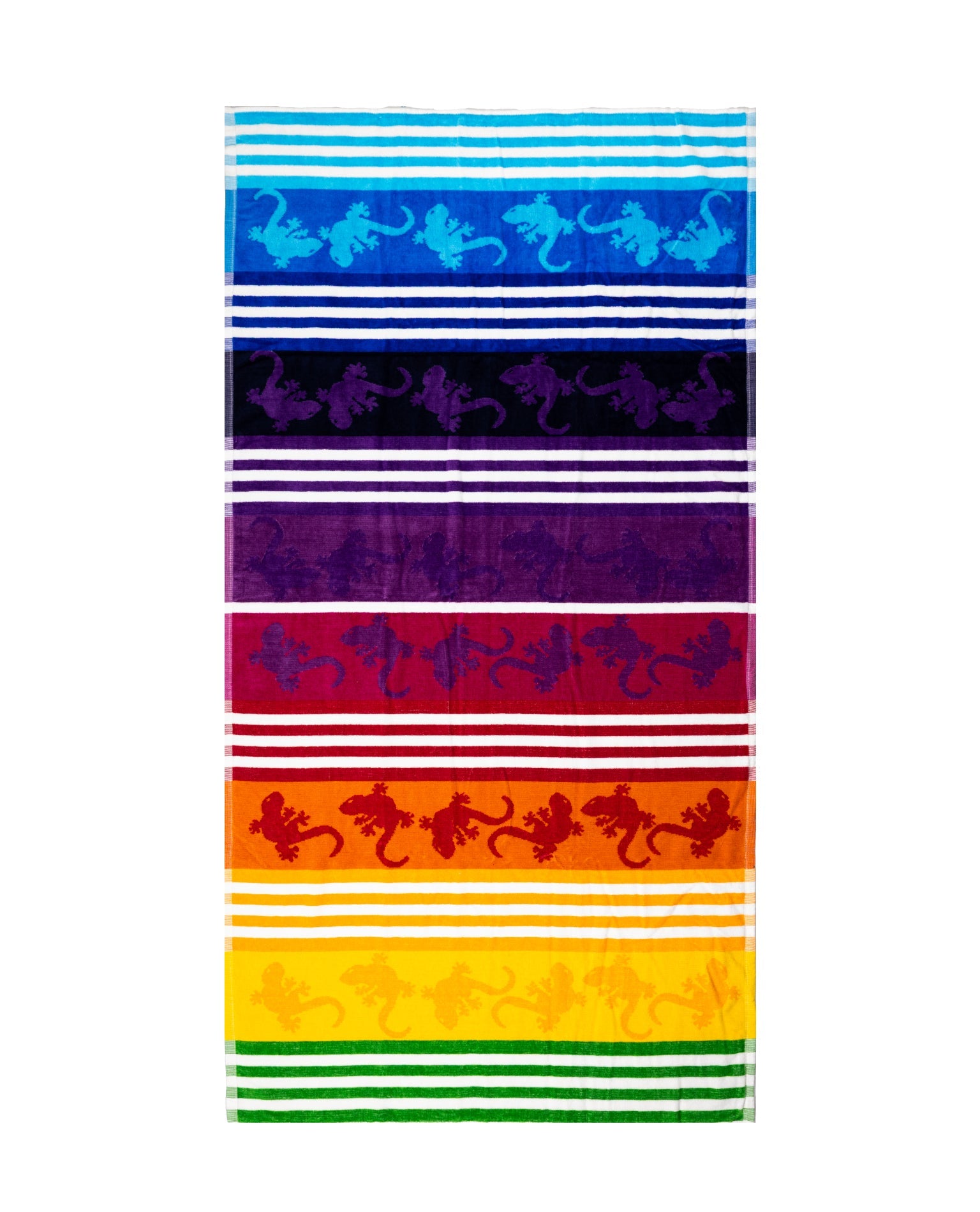 Crazy Gekko Strandtuch XXL Regenbogen 165x90 cm – italienisches Gekkomotiv, 100% Baumwolle, OEKO-TEX