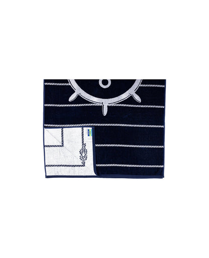Bahia Strandtuch Marine Navy 165x90 cm – italienisches Anker-Streifendesign, 100% Baumwolle, OEKO-TEX