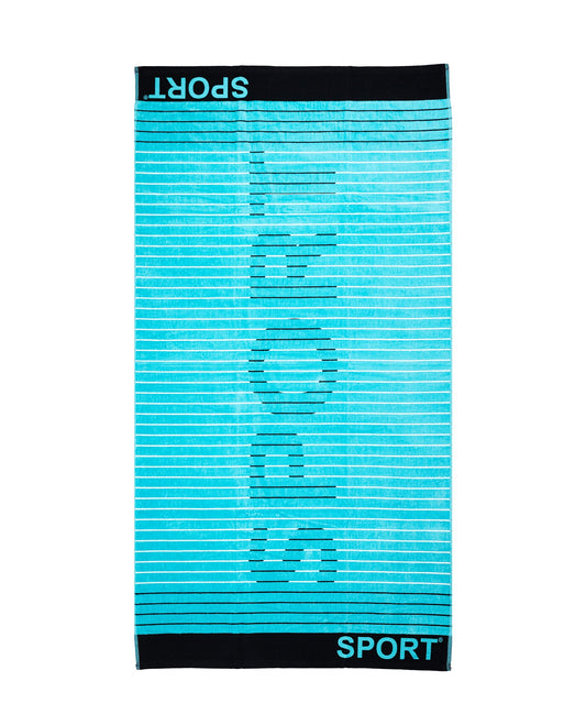 Sport Strandtuch XXL Türkis 165x90 cm – italienisches sportliches Streifendesign, 100% Baumwolle, OEKO-TEX