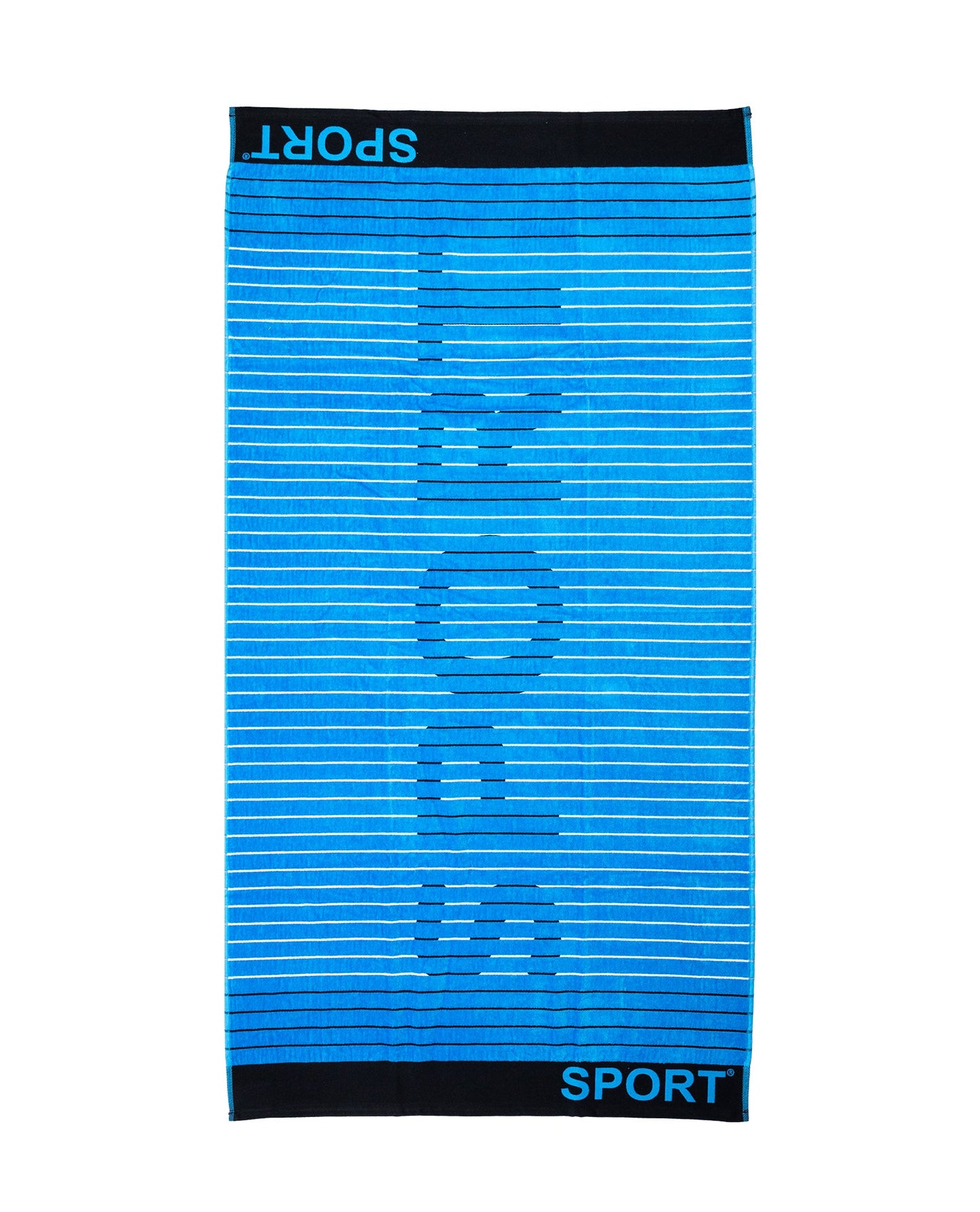 Sport Strandtuch XXL Hellblau 165x90 cm – italienisches sportliches Streifendesign, 100% Baumwolle, OEKO-TEX