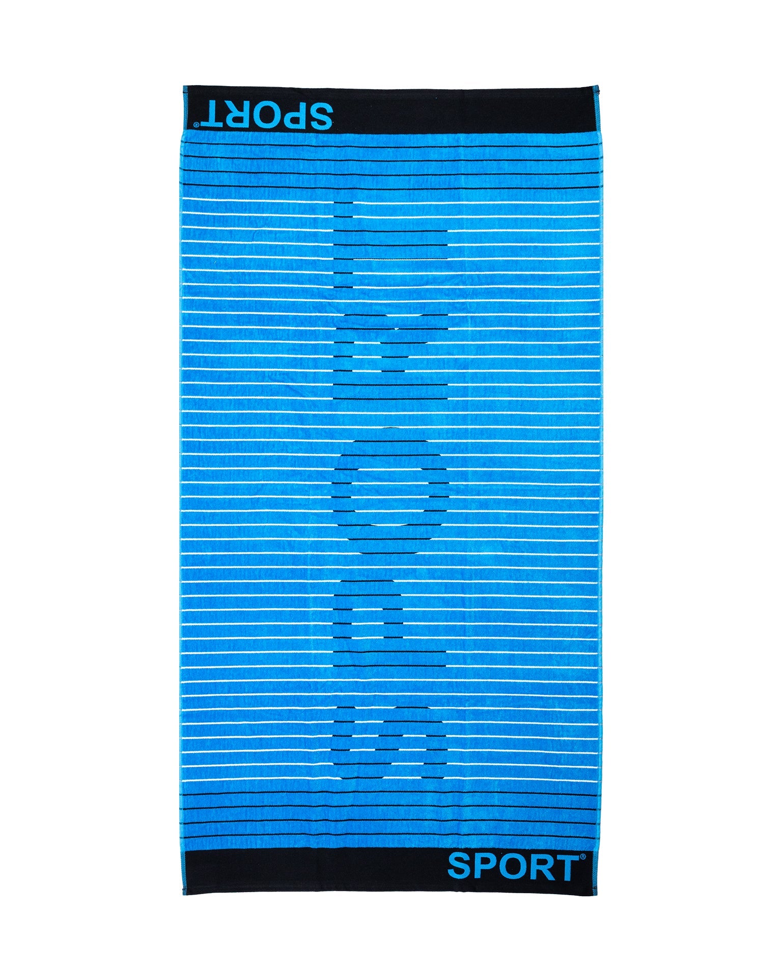 Sport Strandtuch XXL Hellblau 165x90 cm – italienisches sportliches Streifendesign, 100% Baumwolle, OEKO-TEX