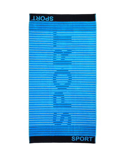 Sport Strandtuch XXL Hellblau 165x90 cm – italienisches sportliches Streifendesign, 100% Baumwolle, OEKO-TEX