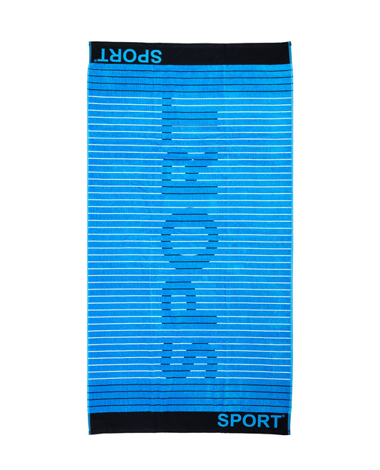 Sport Strandtuch XXL Hellblau 165x90 cm – italienisches sportliches Streifendesign, 100% Baumwolle, OEKO-TEX