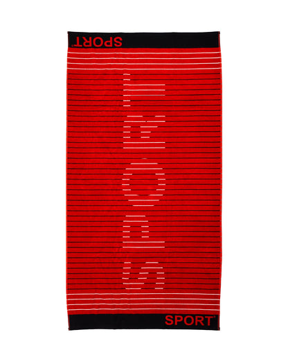 Sport Strandtuch XXL Rot 165x90 cm – italienisches sportliches Streifendesign, 100% Baumwolle, OEKO-TEX