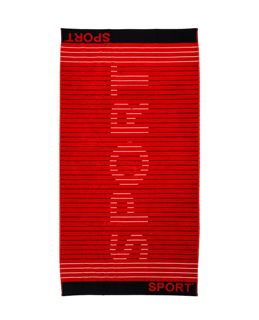 Sport Strandtuch XXL Rot 165x90 cm – italienisches sportliches Streifendesign, 100% Baumwolle, OEKO-TEX