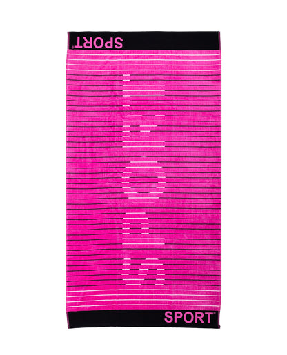 Sport Strandtuch XXL Pink 165x90 cm – italienisches sportliches Streifendesign, 100% Baumwolle, OEKO-TEX