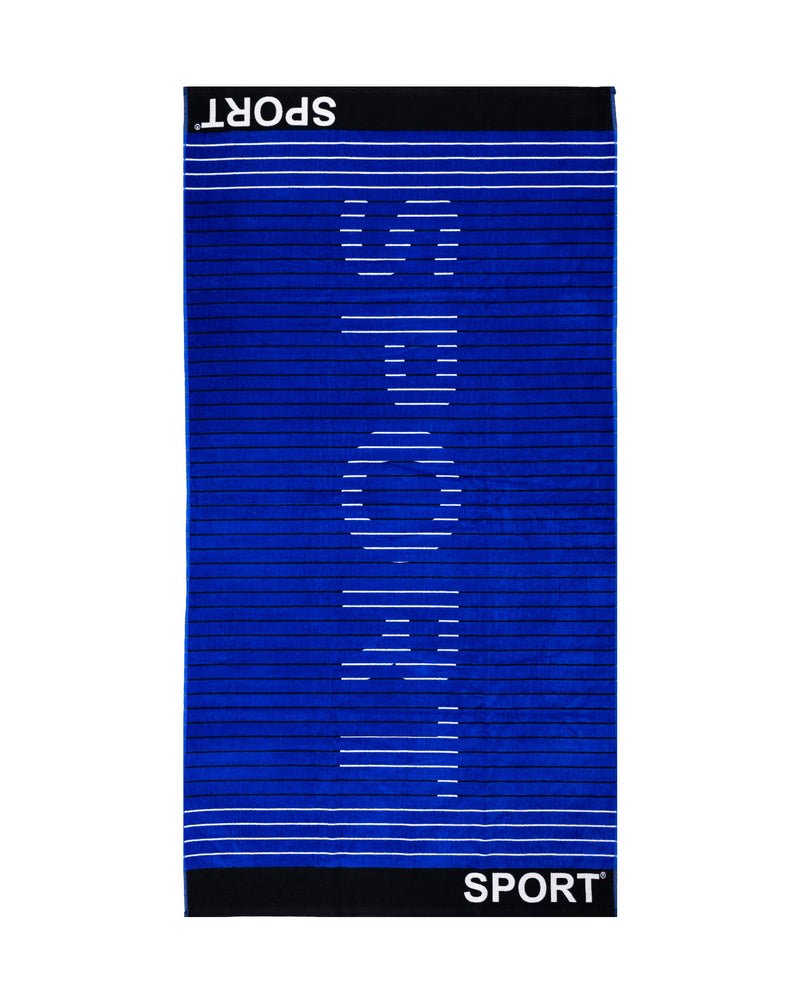 Sport Strandtuch XXL Dunkelblau 165x90 cm – italienisches sportliches Streifendesign, 100% Baumwolle, OEKO-TEX