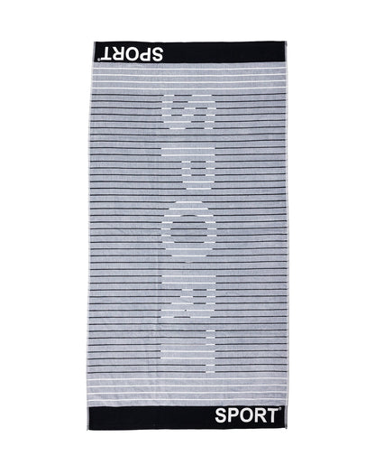 Sport Strandtuch XXL Grau 165x90 cm – italienisches sportliches Streifendesign, 100% Baumwolle, OEKO-TEX