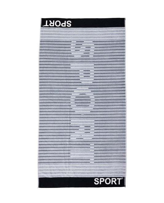 Sport Strandtuch XXL Grau 165x90 cm – italienisches sportliches Streifendesign, 100% Baumwolle, OEKO-TEX