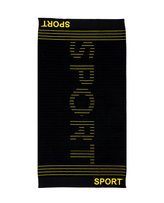 Sport Strandtuch XXL Schwarz 165x90 cm – italienisches sportliches Streifendesign, 100% Baumwolle, OEKO-TEX