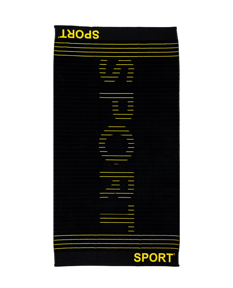 Sport Strandtuch XXL Schwarz 165x90 cm – italienisches sportliches Streifendesign, 100% Baumwolle, OEKO-TEX