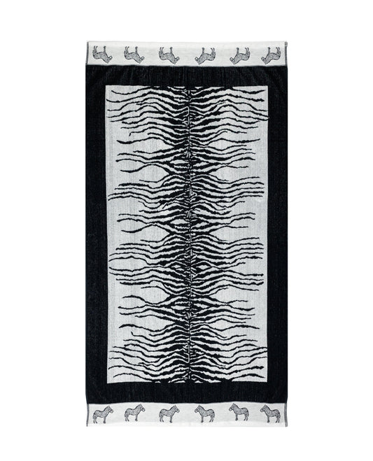 Afrika Strandtuch XXL Weiß-Zebra 165x90 cm – italienisches Zebramuster, 100% Baumwolle, OEKO-TEX