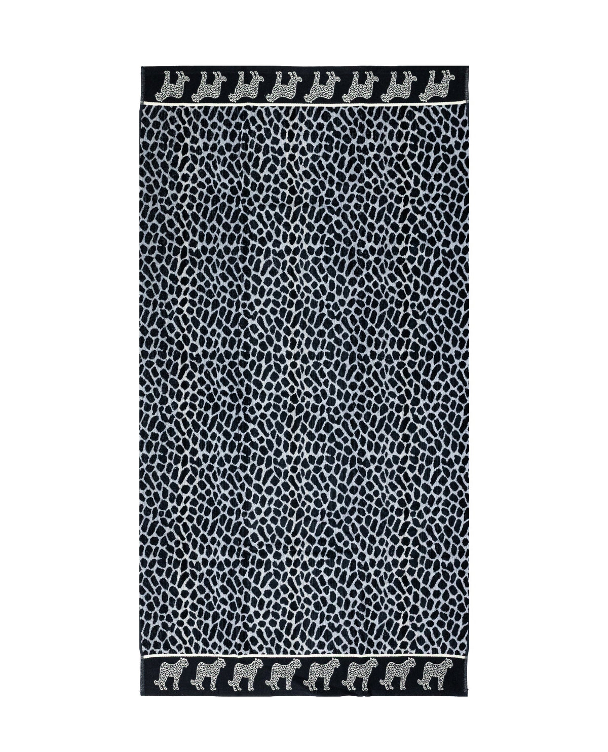 Afrika Strandtuch XXL Grau-Leopard – Premium Velours, OEKO-TEX®