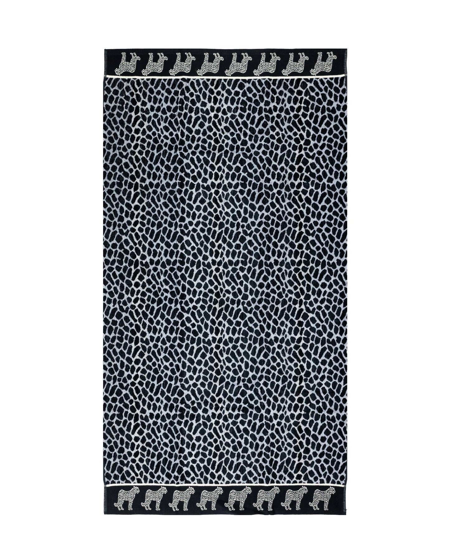 Afrika Strandtuch XXL Grau-Leopard 165x90 cm – italienisches Leopardenmuster, 100% Baumwolle, OEKO-TEX