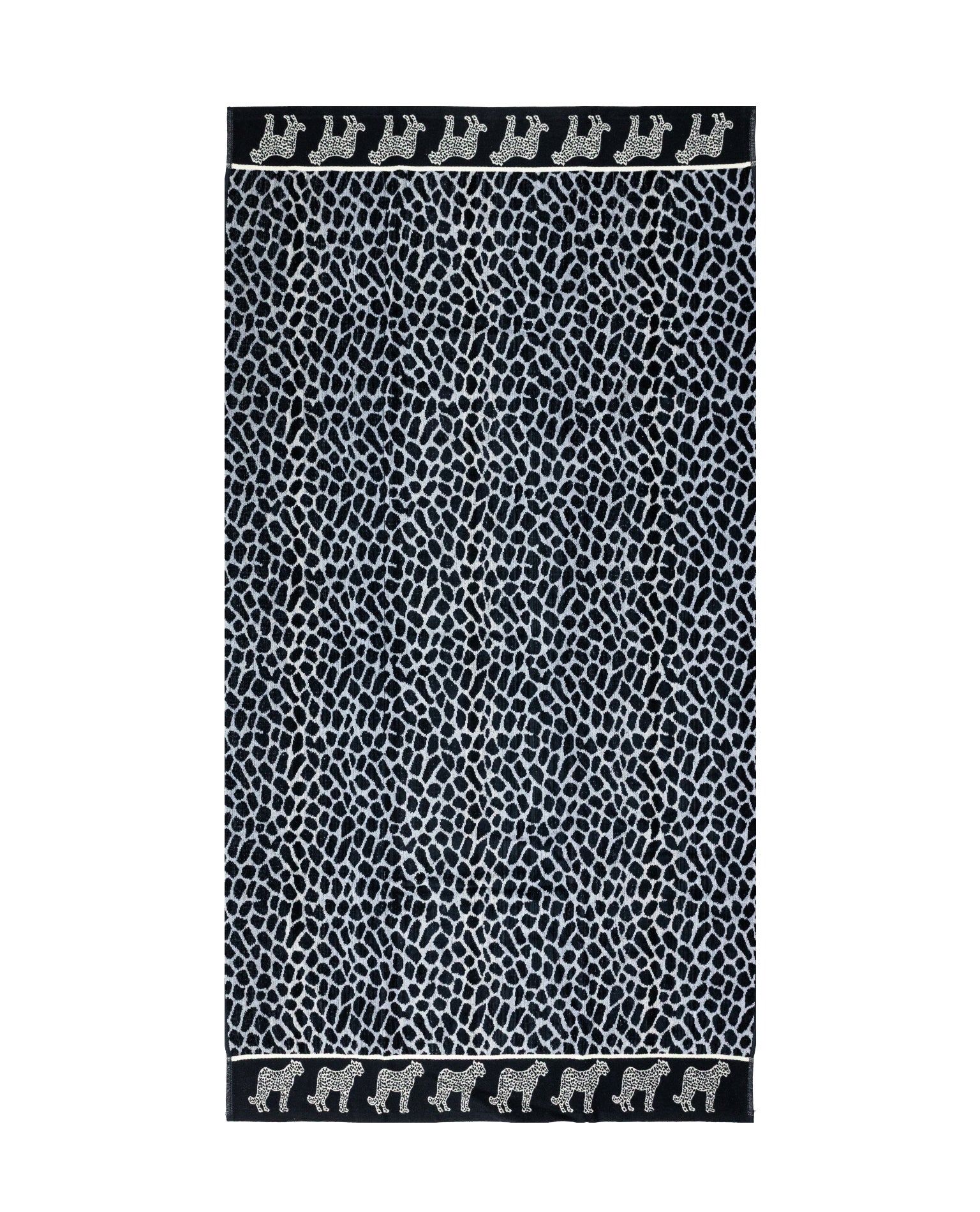Afrika Strandtuch XXL Grau-Leopard 165x90 cm – italienisches Leopardenmuster, 100% Baumwolle, OEKO-TEX