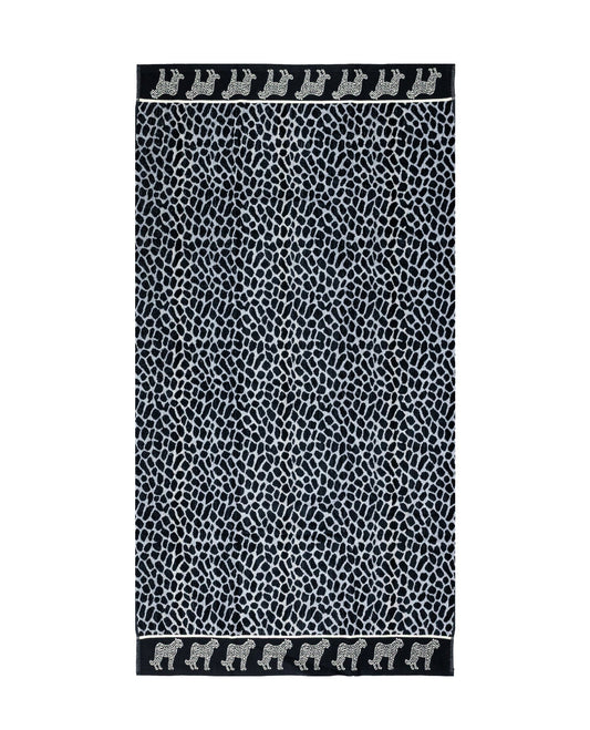 Afrika Strandtuch XXL Grau-Leopard 165x90 cm – italienisches Leopardenmuster, 100% Baumwolle, OEKO-TEX