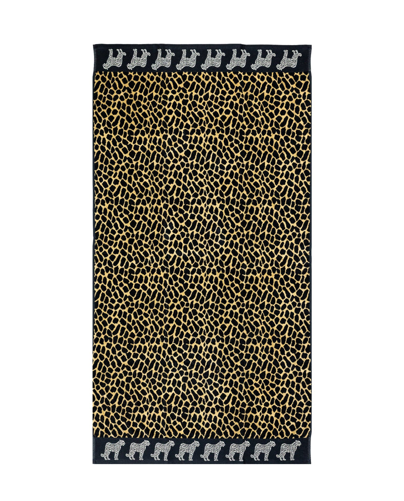 Afrika Strandtuch XXL Braun-Leopard 165x90 cm – italienisches Leopardenmuster, 100% Baumwolle, OEKO-TEX