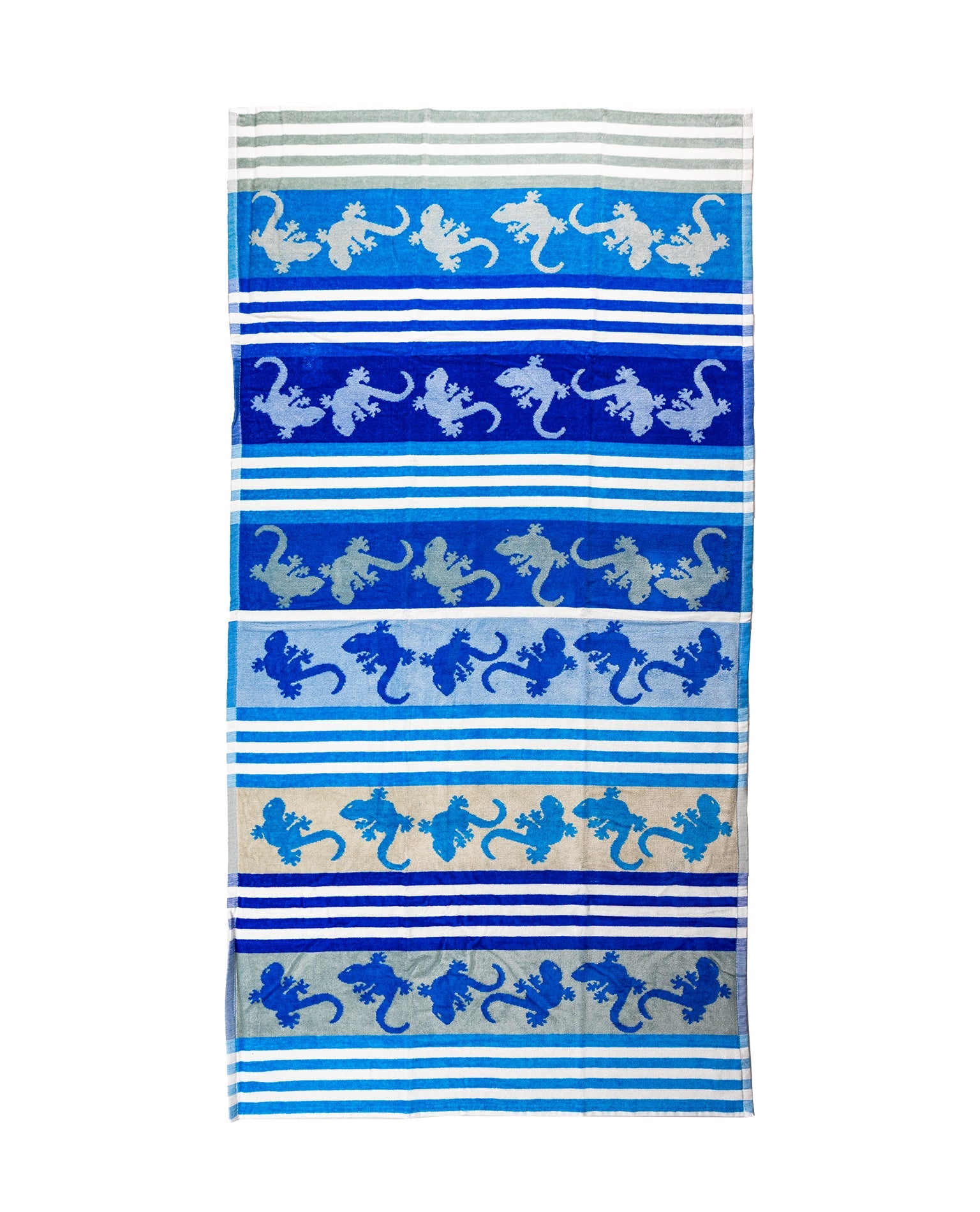 Crazy Gekko Strandtuch XXL Blau 165x90 cm – italienisches Gekkomotiv, 100% Baumwolle, OEKO-TEX