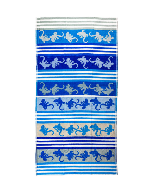 Crazy Gekko Strandtuch XXL Blau 165x90 cm – italienisches Gekkomotiv, 100% Baumwolle, OEKO-TEX