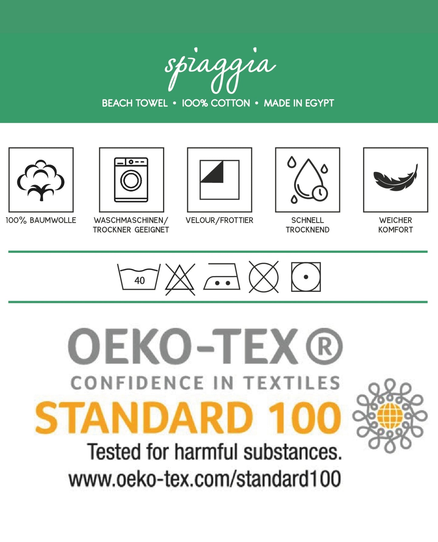 Dolcefrotto Strandtuch – OEKO-TEX Standard 100 zertifiziert, schadstoffgeprüft