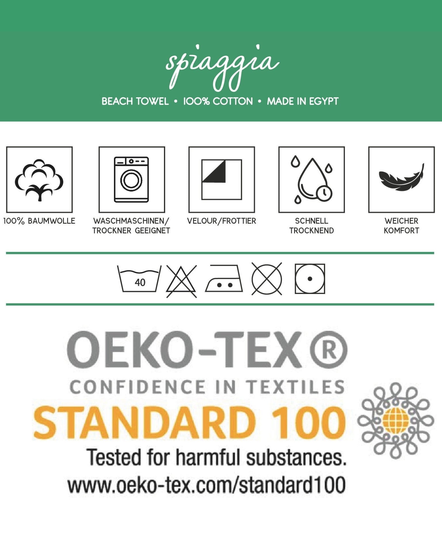 Dolcefrotto Strandtuch – OEKO-TEX Standard 100 zertifiziert, schadstoffgeprüft