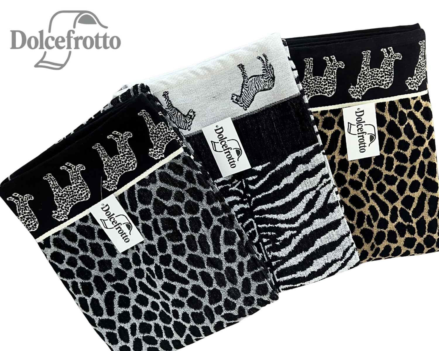 Afrika Kollektion – XXL Strandtücher mit Leoparden- und Zebramuster, alle Varianten auf einen Blick, Dolcefrotto