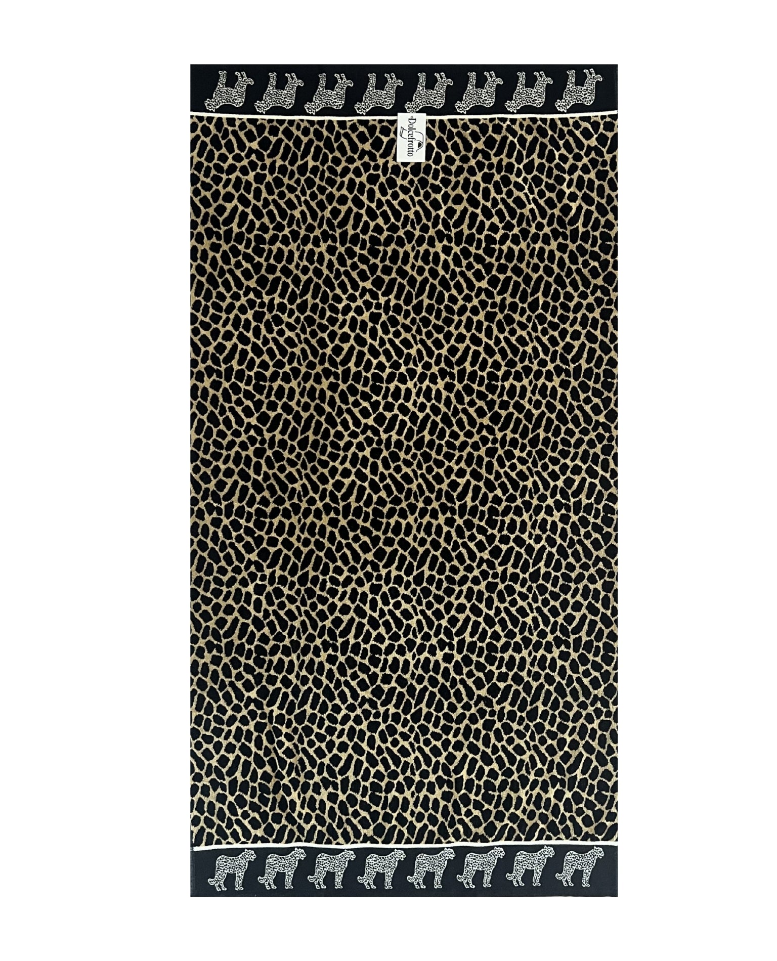 XXL Strandtuch mit braunem Leopardenmuster, ausgebreitet – Afrika Kollektion von Dolcefrotto