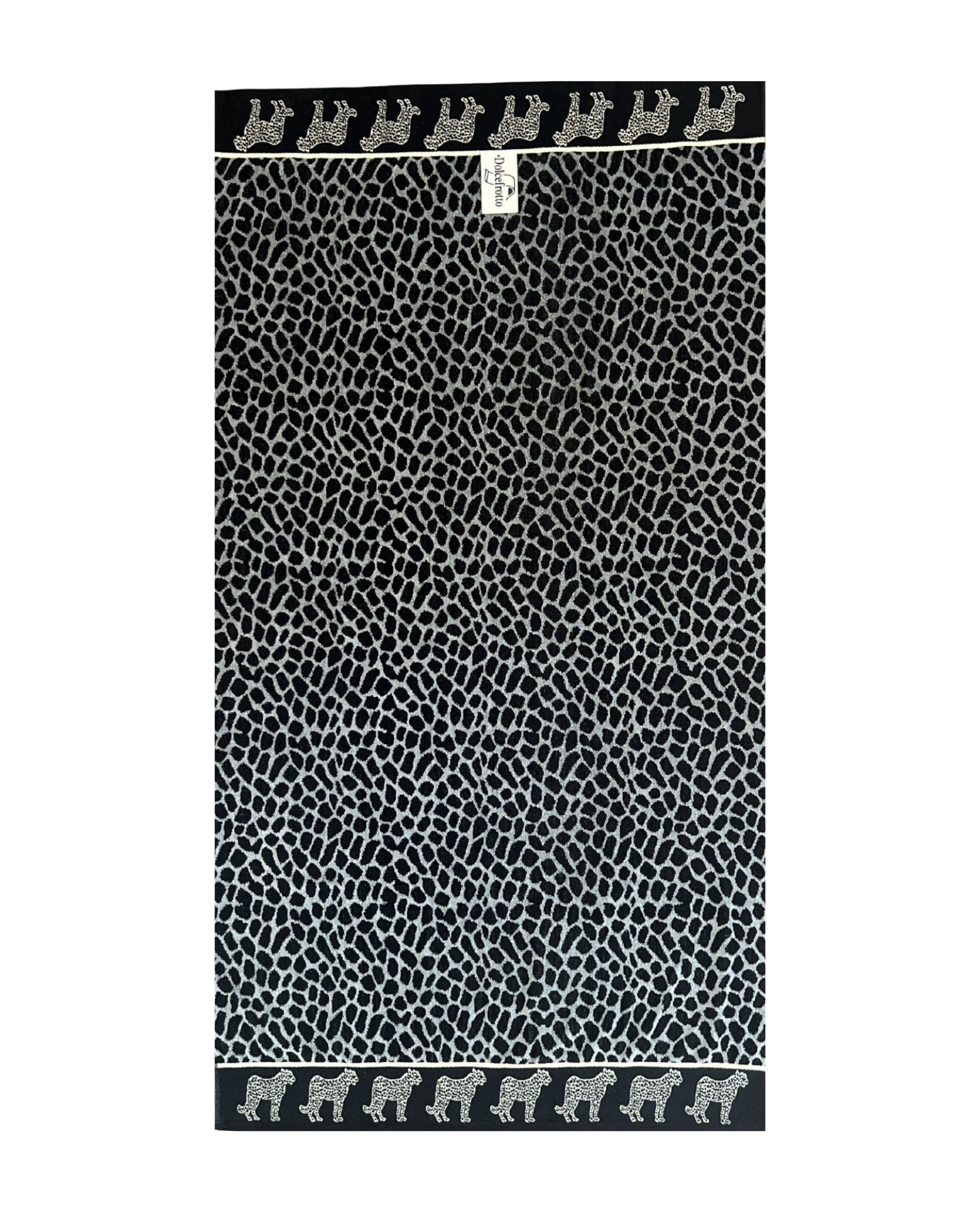 XXL Strandtuch mit grauem Leopardenmuster, ausgebreitet – Afrika Kollektion von Dolcefrotto