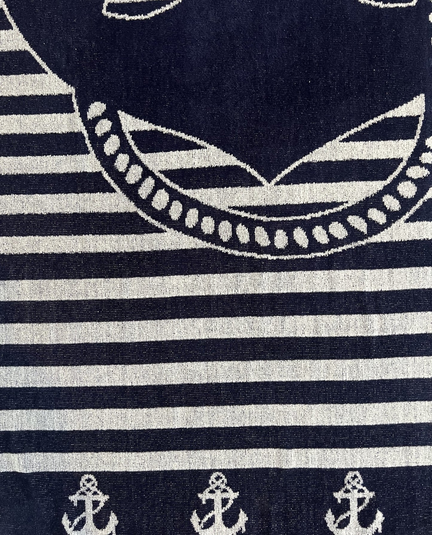 Bahia Strandtuch Marine Weiß 165x90 cm – italienisches Anker-Streifendesign, 100% Baumwolle, OEKO-TEX
