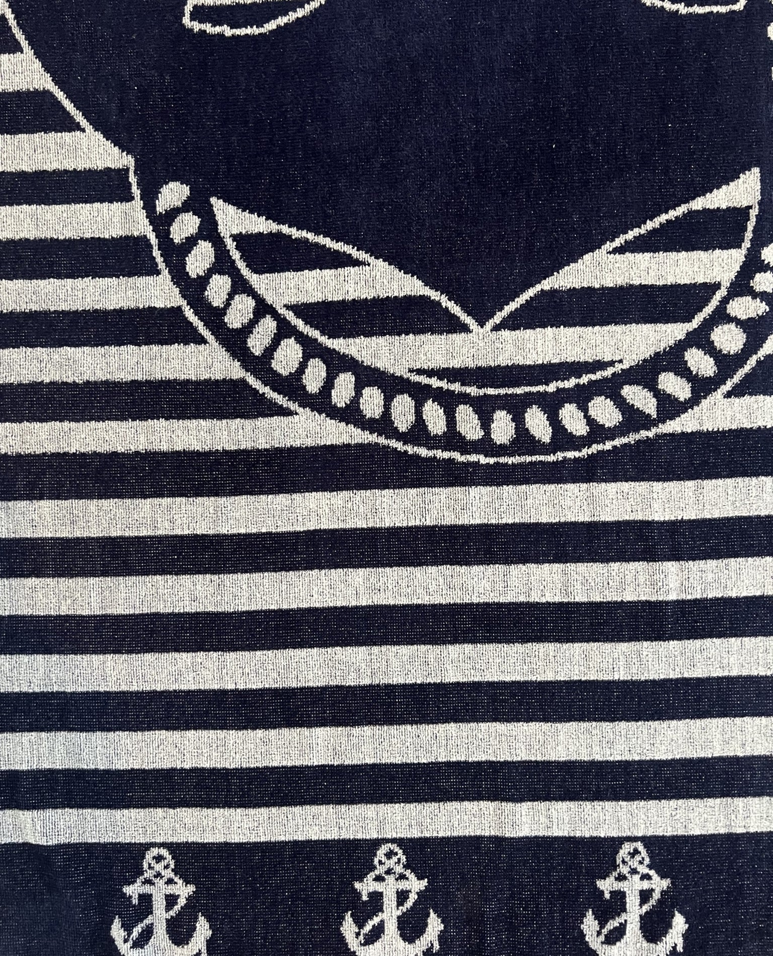 Bahia Strandtuch Marine Weiß 165x90 cm – italienisches Anker-Streifendesign, 100% Baumwolle, OEKO-TEX