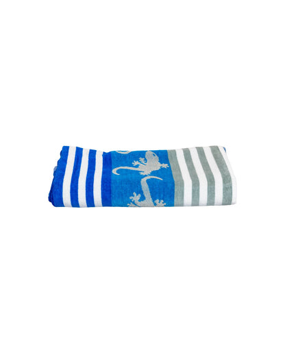 Crazy Gekko Blau – Frottee-Seite Nahaufnahme 165x90 cm, Premium-Baumwolle