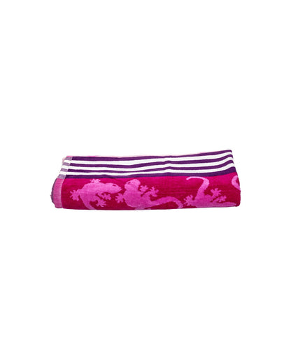 Crazy Gekko Lila – Frottee-Seite Nahaufnahme 165x90 cm, Premium-Baumwolle