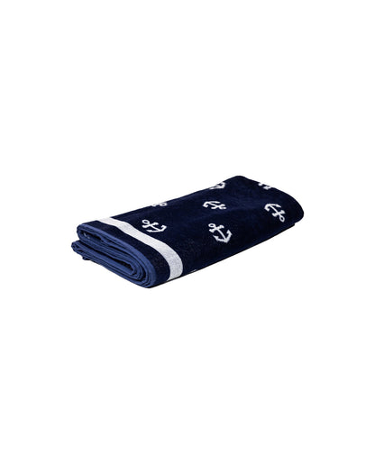 Bahia Strandtuch Marine Blau – weiche Velours-Seite Nahaufnahme 165x90 cm, doppelseitig