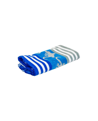 Crazy Gekko Blau – weiche Velours-Seite Nahaufnahme 165x90 cm, doppelseitig