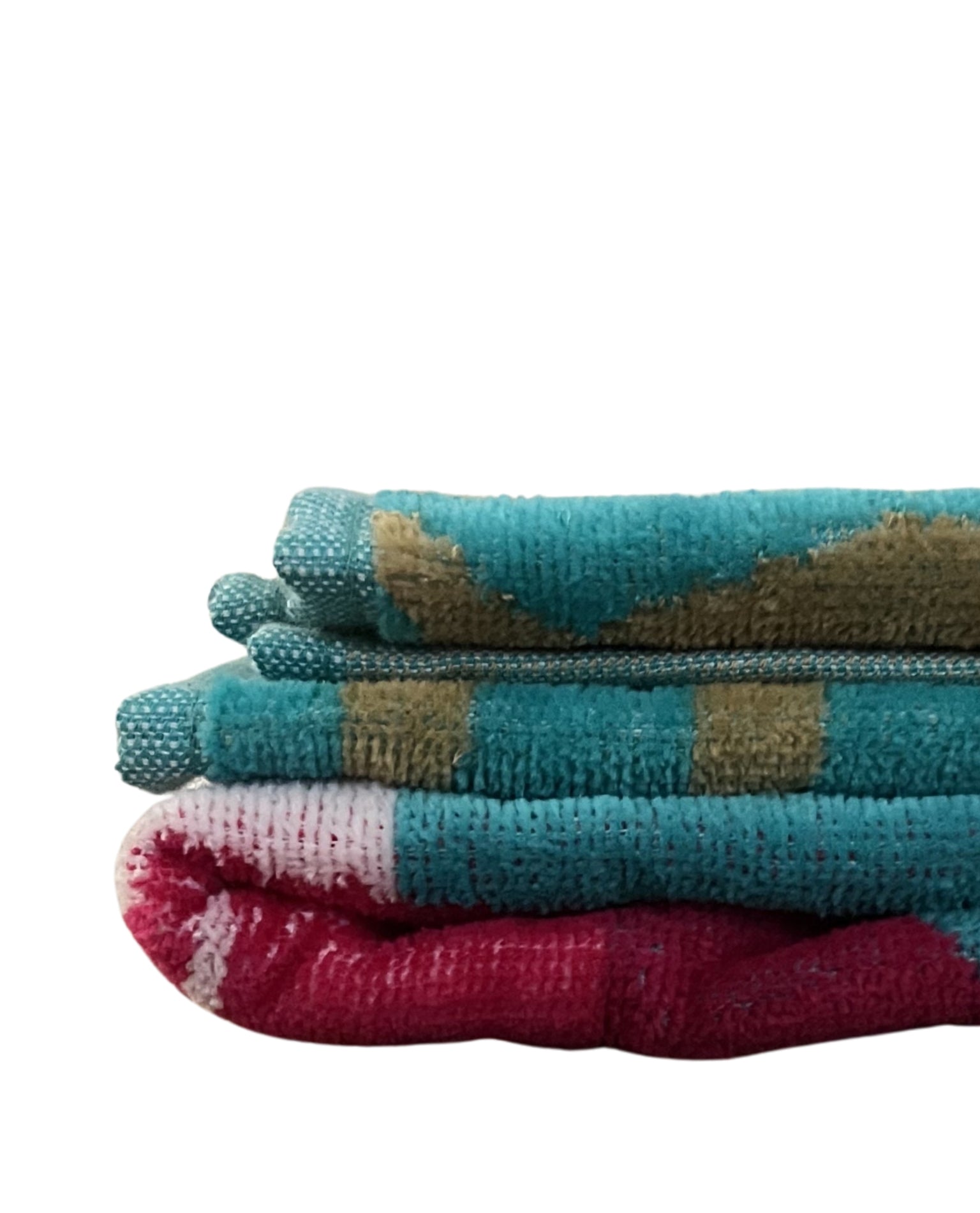 XXL Strandtuch mit Flamingo-Motiv in Türkis-Weiß, gefaltet – Flamingo Gold Kollektion von Dolcefrotto