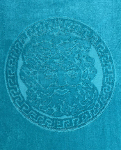 Poseidon Türkis 165x90 cm – griechisches Mäandermuster, 100% Baumwolle, OEKO-TEX