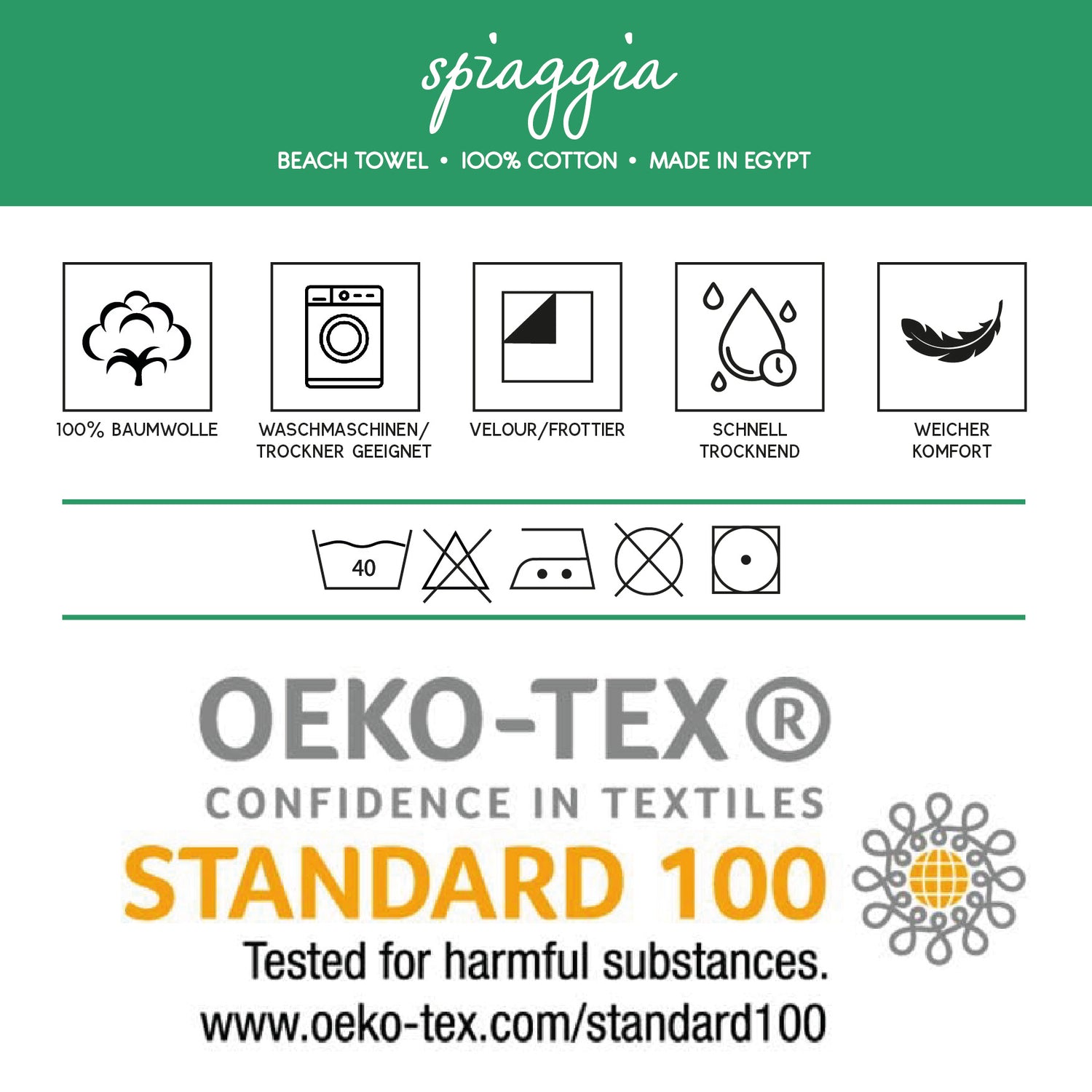 Dolcefrotto Strandtuch – OEKO-TEX Standard 100 zertifiziert, schadstoffgeprüft