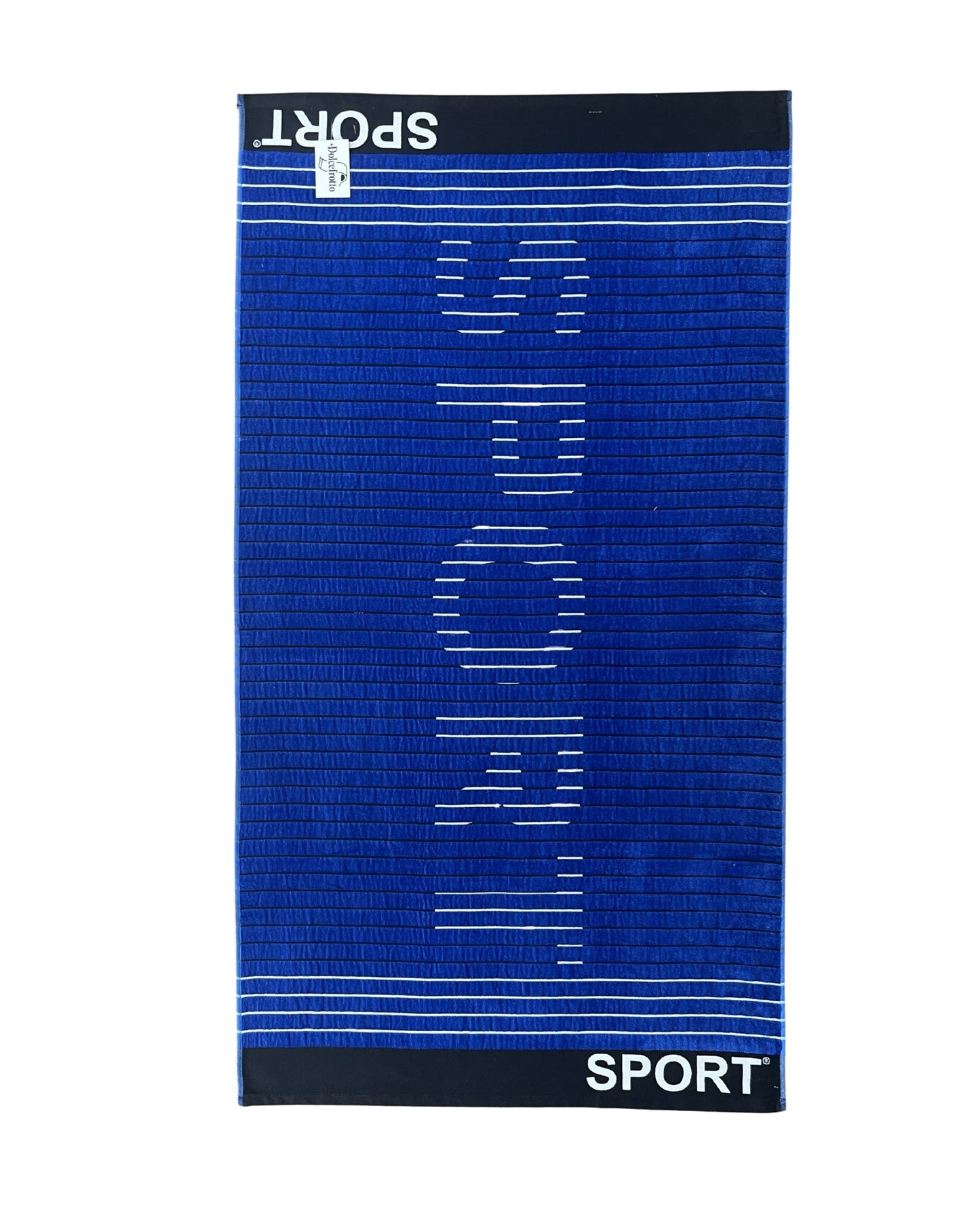 XXL Strandtuch mit sportlichem Schriftzug in Navy, ausgebreitet – Sport Kollektion von Dolcefrotto