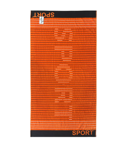 XXL Strandtuch mit sportlichem Schriftzug in Orange, ausgebreitet – Sport Kollektion von Dolcefrotto